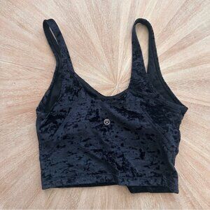 Lululemon Align Tank Top Black Crushed Velvet Size 4 with Built-In Pads